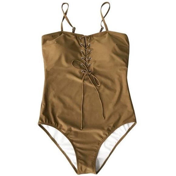cupshe lace up one piece